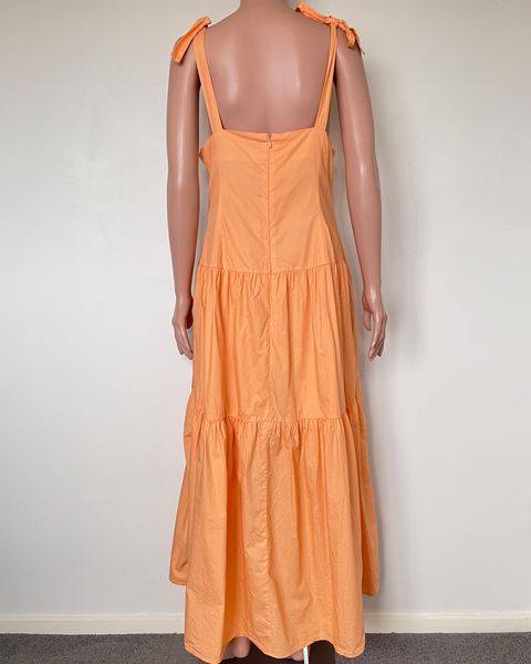Aere tie detail poplin dress