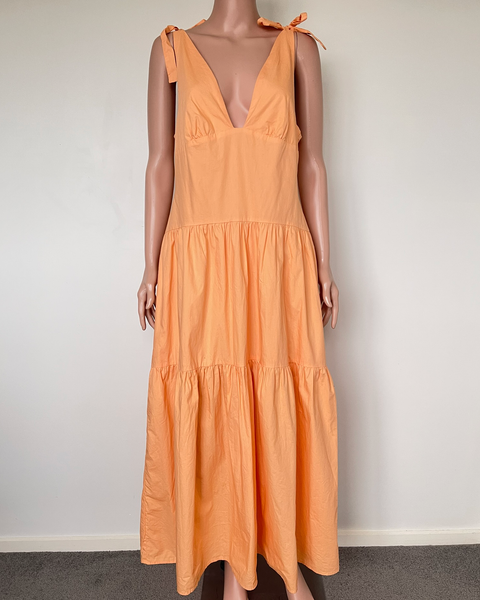 Aere tie detail poplin dress