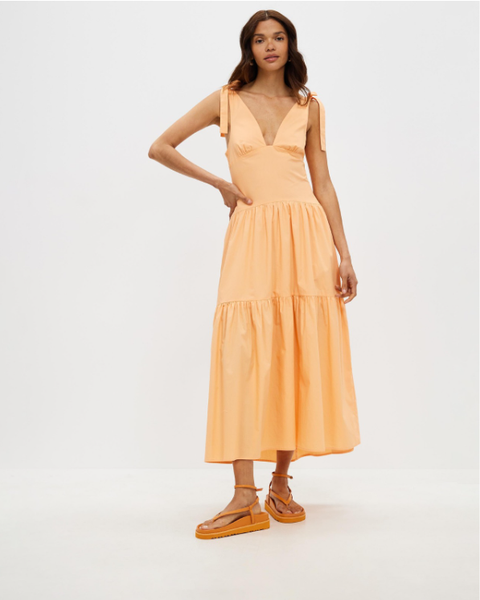 Aere tie detail poplin dress