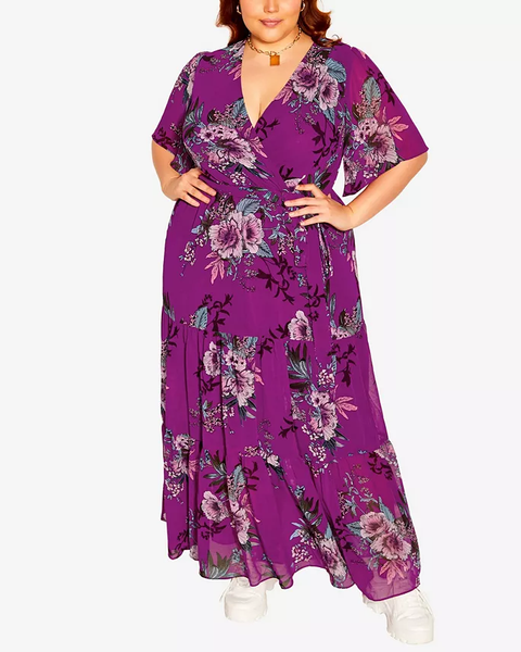 City Chic floral wrap dress