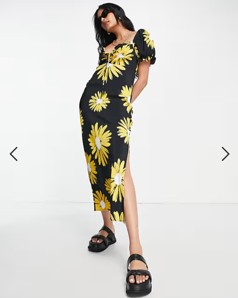 Topshop tie front daisy midi dress