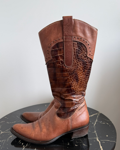 Brown western boots
