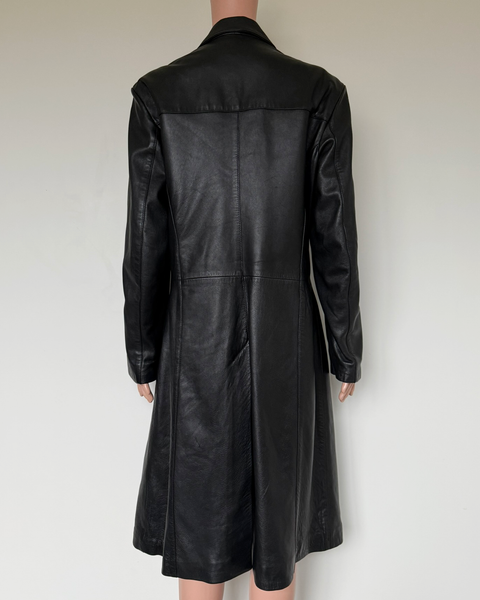 Amber genuine leather long coat
