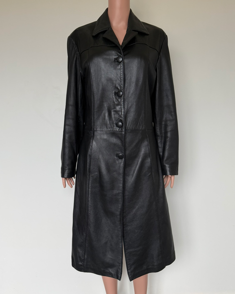 Amber genuine leather long coat