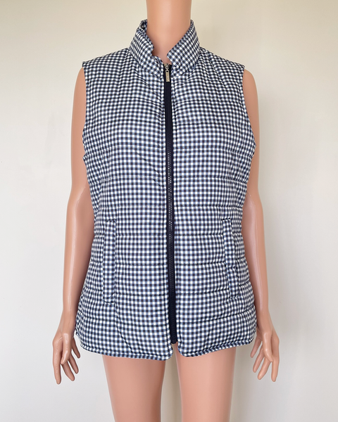 Gingham puffer vest