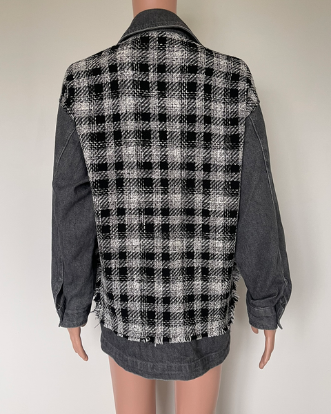 Zara denim and tweed style jacket