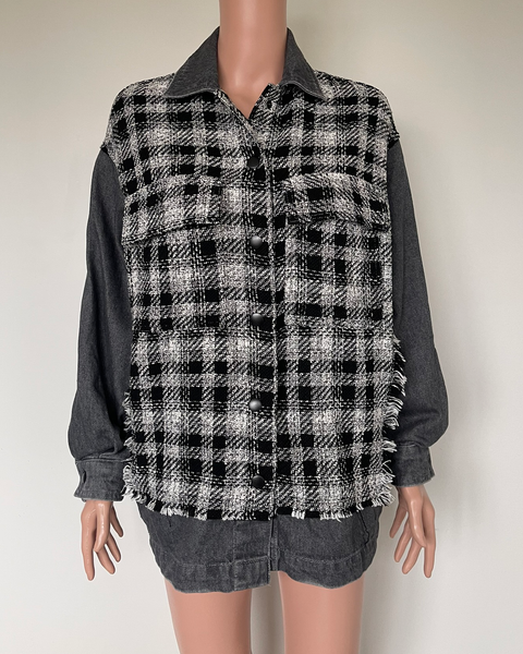Zara denim and tweed style jacket