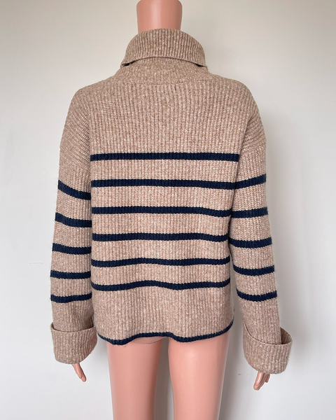 M&S Recycled Blend Striped Roll Neck Jumper