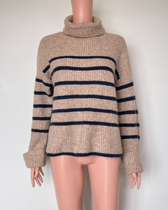 M&S Recycled Blend Striped Roll Neck Jumper