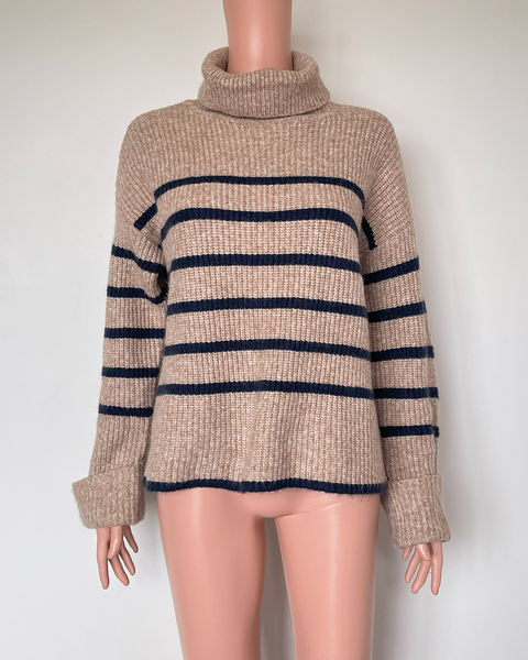 M&S Recycled Blend Striped Roll Neck Jumper