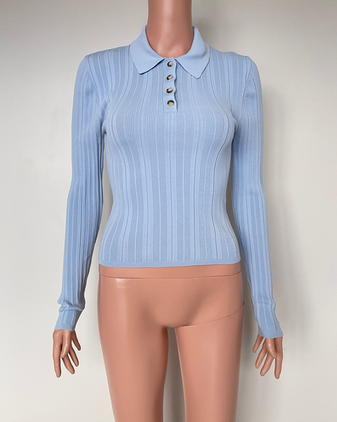 Seed Heritage cropped rib polo knit top