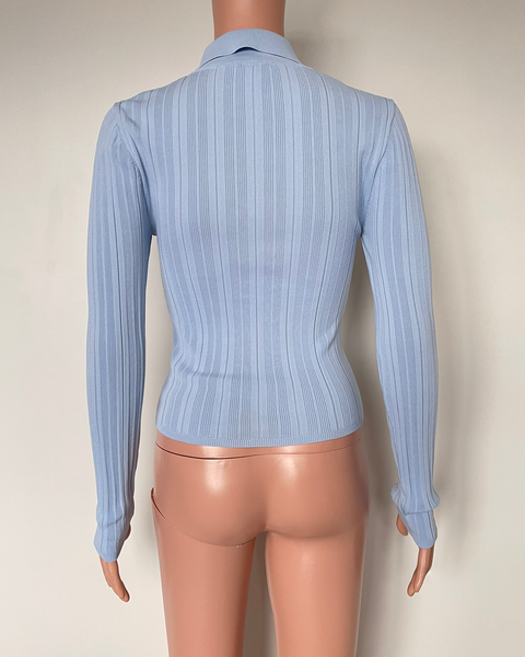 Seed Heritage cropped rib polo knit top