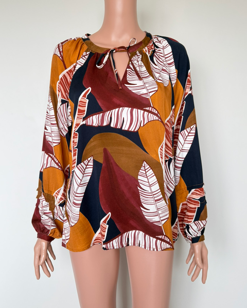 Yarra Trail Feather Stone Print Blouse