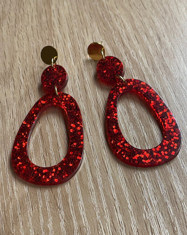 Red and gold glitter earrings