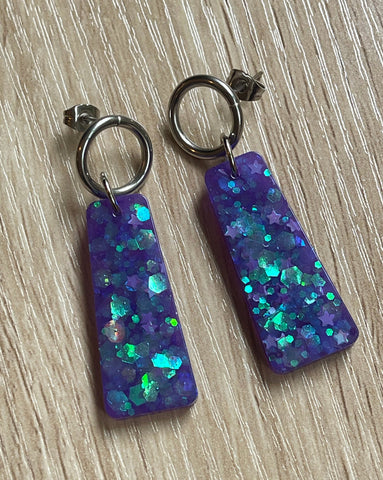 Purple glitter earrings